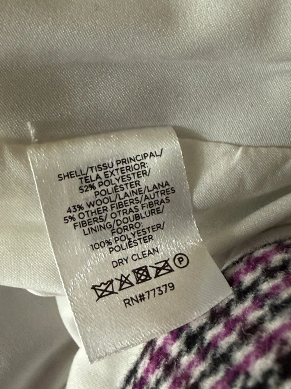 Ann Taylor Houndstooth Pants Size 12 purple Black High Rise Straight Leg Career